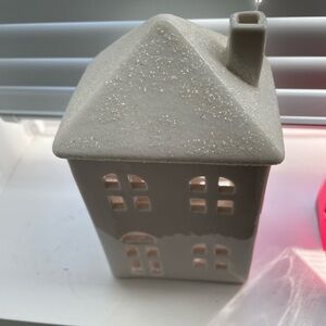 Glittery White Ceramic House Decor